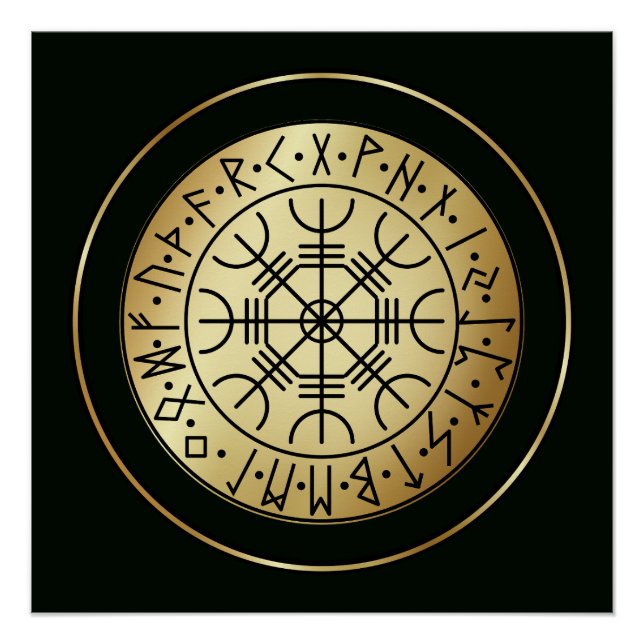 Pôster AEgishjálmr - Helma Viking da Proteção Norse Awe (Frente)