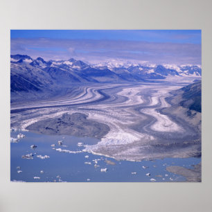 Pôster Aerial view Lowell Glacier, Kluane National