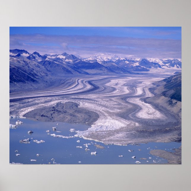 Pôster Aerial view Lowell Glacier, Kluane National (Frente)