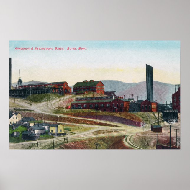 Poster Aerial View of Anaconda & Neversweat Mines (Frente)