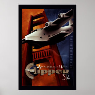 Poster Aero do pacificClipper 314 do vintage