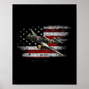 Poster Aeronave alemã Me 262 Fighter Jet Mem