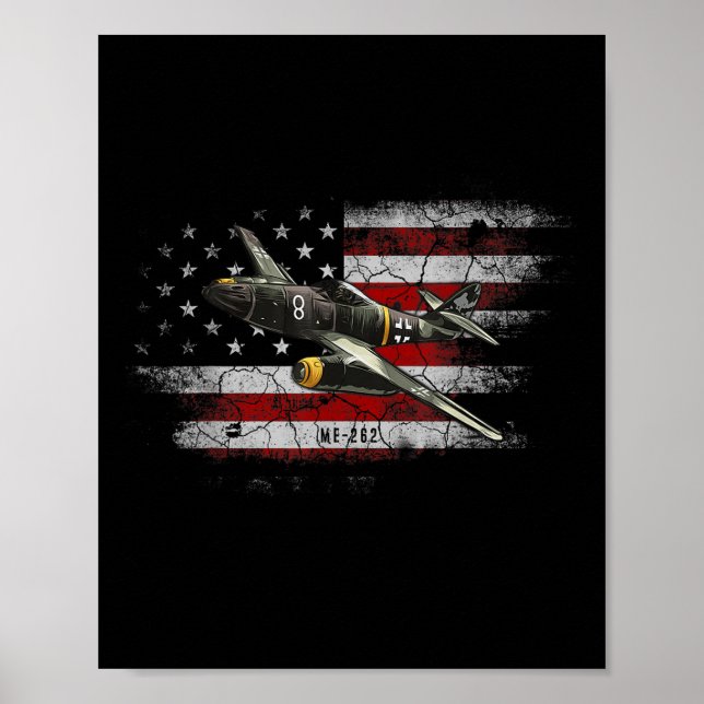 Poster Aeronave alemã Me 262 Fighter Jet Mem (Frente)