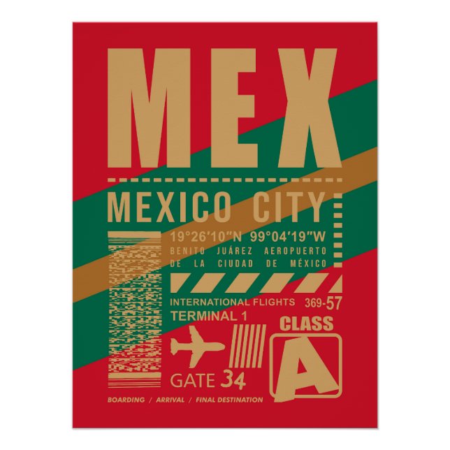 Pôster Aeroporto da Cidade do México MEX (Frente)