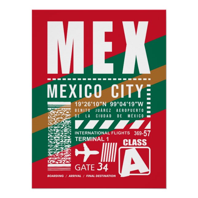 Pôster Aeroporto da Cidade do México MEX (Frente)