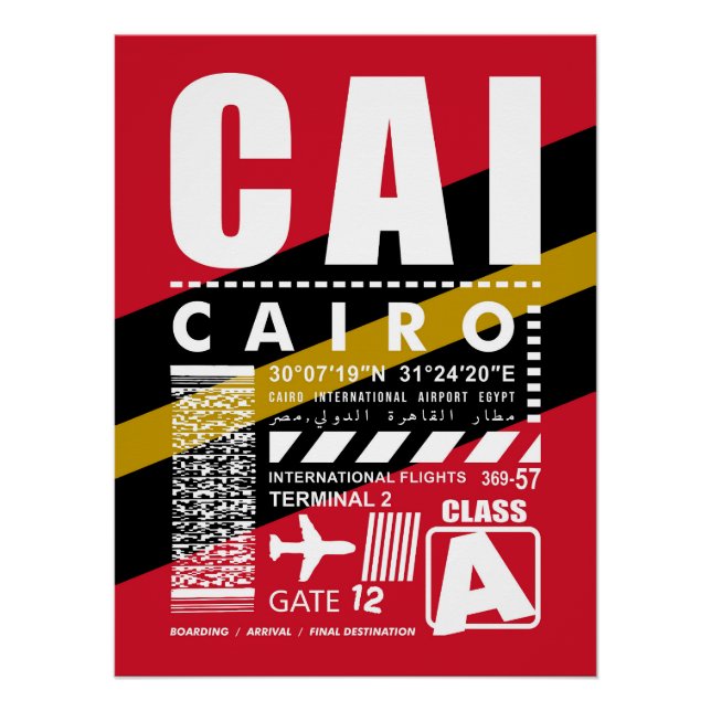 Pôster Aeroporto de Cairo da CAI (Frente)
