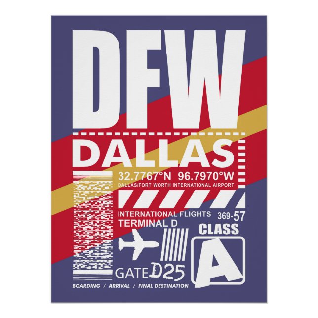Pôster Aeroporto de DFW Dallas (Frente)