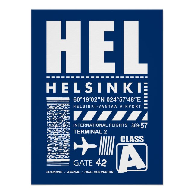 Pôster Aeroporto de Helsínquia HEL (Frente)