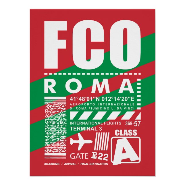 Pôster Aeroporto de Roma FCO, (Frente)