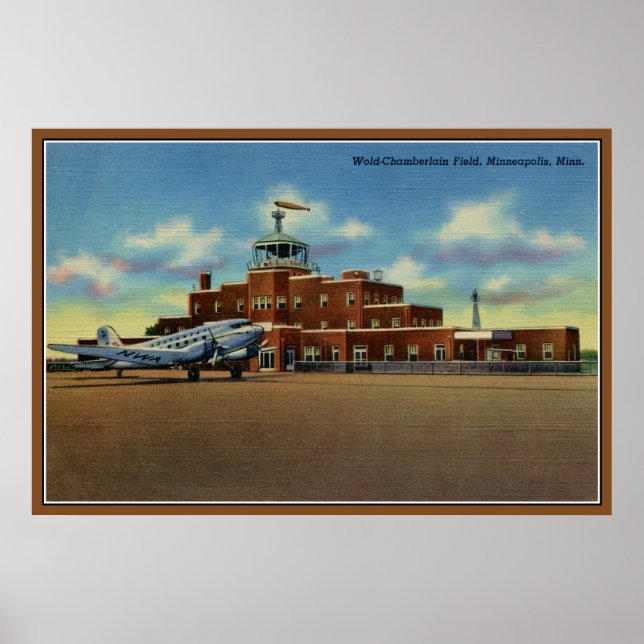 Poster Aeroporto de Vintage Wold-Chamberlain Minneapolis (Frente)