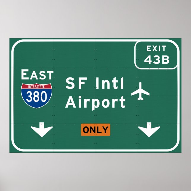 Poster Aeroporto I-380 E SFO de São Francisco CA - (Frente)