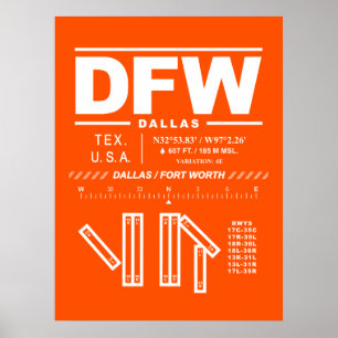 Poster Aeroporto Internacional de Dallas Fort Worth DFW