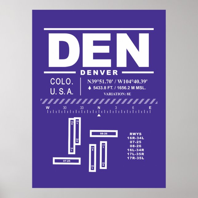 Poster Aeroporto Internacional de Denver DEN (Frente)