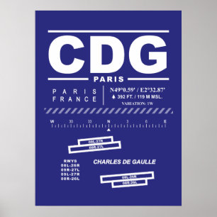 Poster Aeroporto Paris Charles De Gaulle CDG
