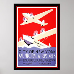 Poster Aeroportos de New York das viagens vintage do