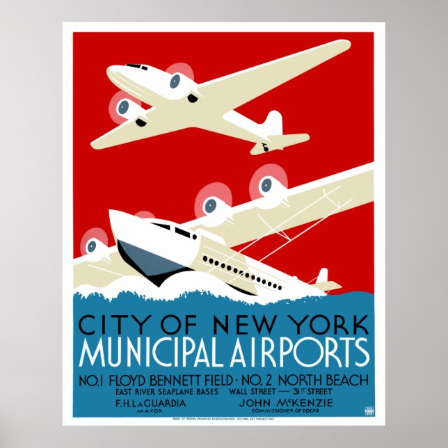 Poster Aeroportos municipais de Nova Iorque 1937 (Frente)