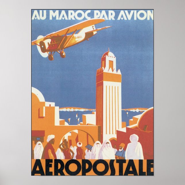 Poster Aeropostale Au Maroc Par Avion (Frente)