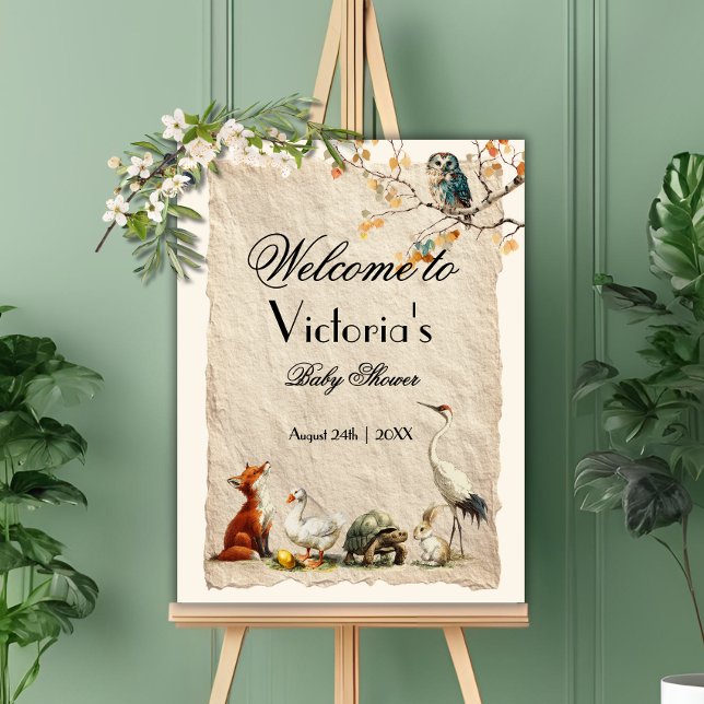 Poster Aesop's Storybook Characters Baby Shower (Criador carregado)