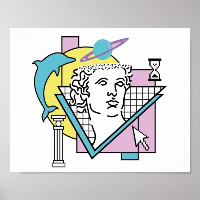 Poster Aestética de Cartoons Limpos Vaporwave (Frente)