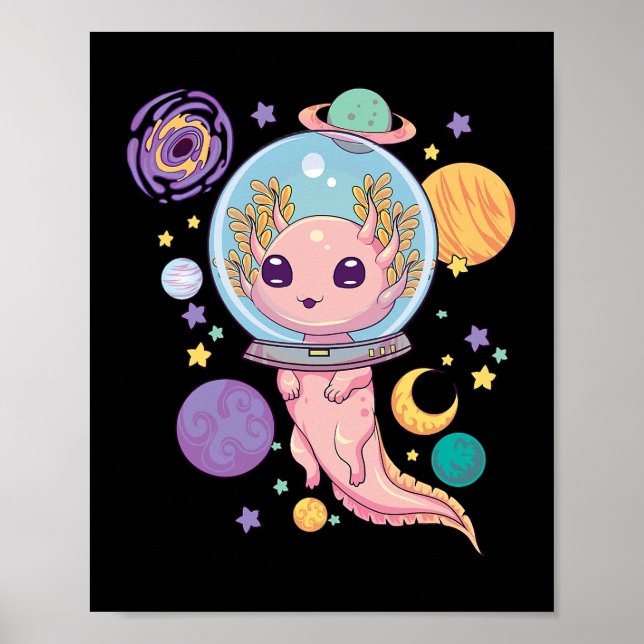 Poster Aestética Espacial Axolotl Kawaii Pastel Gótico An (Frente)