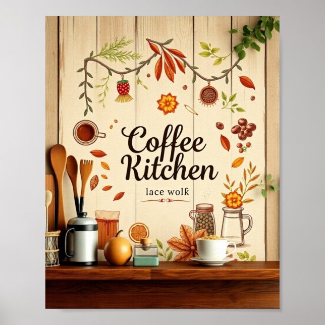 Poster Aesthetic Coffee Kitchen Minimalist Wall Art (Frente)