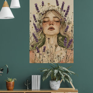 Poster Aesthetic Cottagecore Girl Art Print