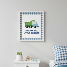 Poster Aesthetic Gingham Border Construction Nursery Wall