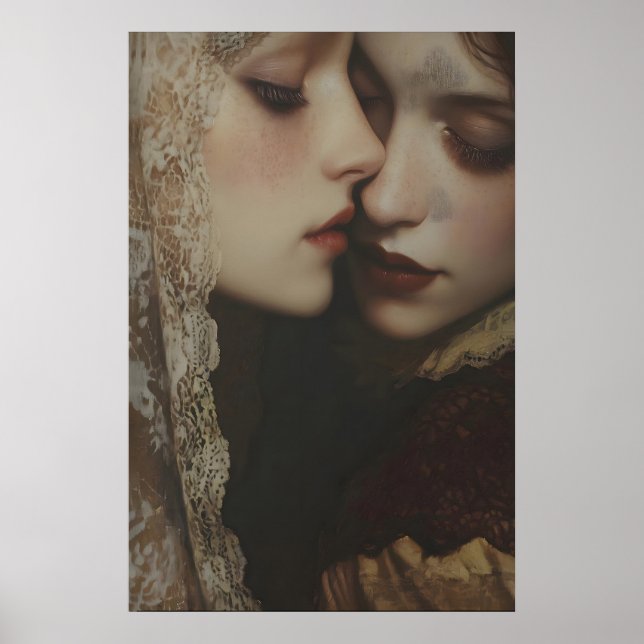 Poster Aesthetic Lesbian Dark Romance Art Printable, Mood (Frente)
