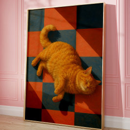 Poster Aesthetic Orange Cat Cozy Modern Pet Wall Art