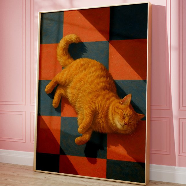 Poster Aesthetic Orange Cat Cozy Modern Pet Wall Art (Criador carregado)