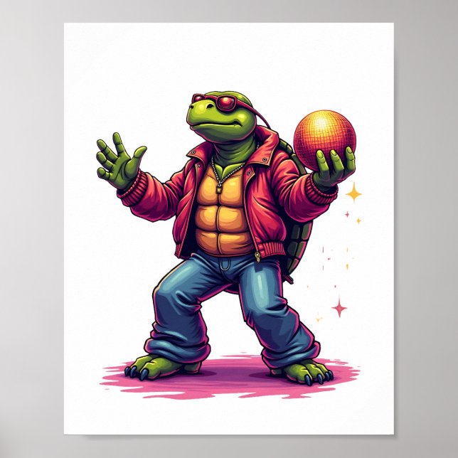Poster Aesthetic Turtle Disco T-Shirt (Frente)