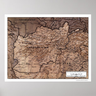 Pôster Afeganistão detalhou o mapa 1999