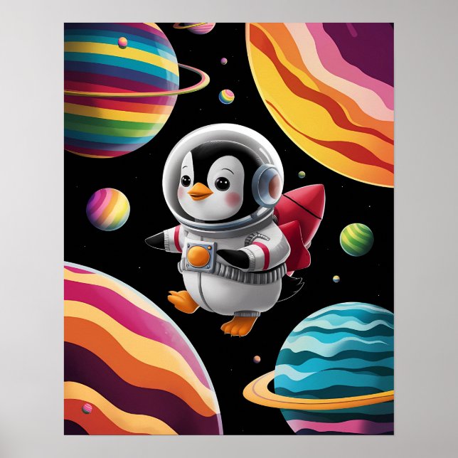 Poster Affiche Boho Pingouin dans l'Espace (Frente)
