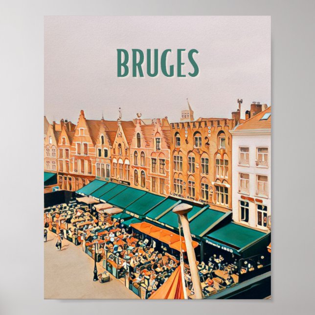 Poster Affiche Bruges Belgique Photo Vintage (Frente)