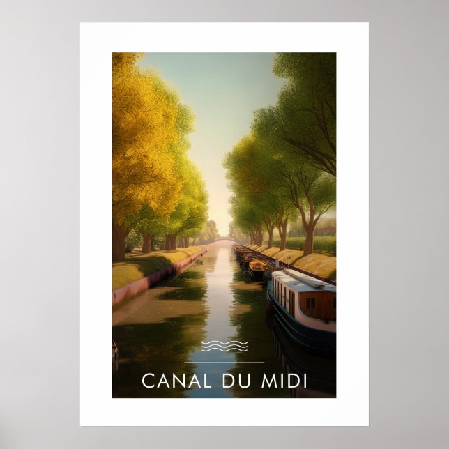 Poster Affiche Canal du midi - France - illustration (Frente)
