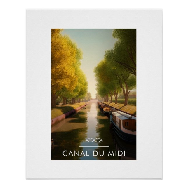 Pôster Affiche Canal du midi - France - illustration (Frente)