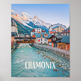 Poster Affiche Chamonix Station de ski