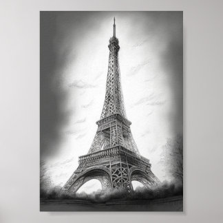 Poster Affiche Dessin de la Tour Eiffel 