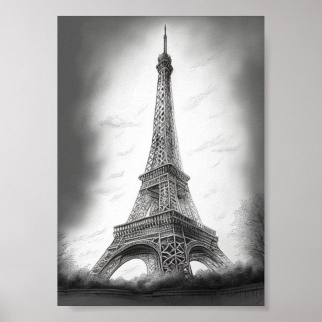 Poster Affiche Dessin de la Tour Eiffel  (Frente)