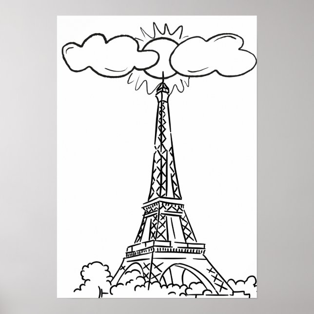 Poster Affiche Dessin de la Tour Eiffel  (Frente)