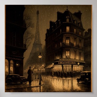 Poster Affiche Dessin Paris ancien 