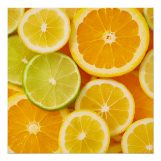 Pôster Affiche encadrée motif agrumes – Citron, orange et