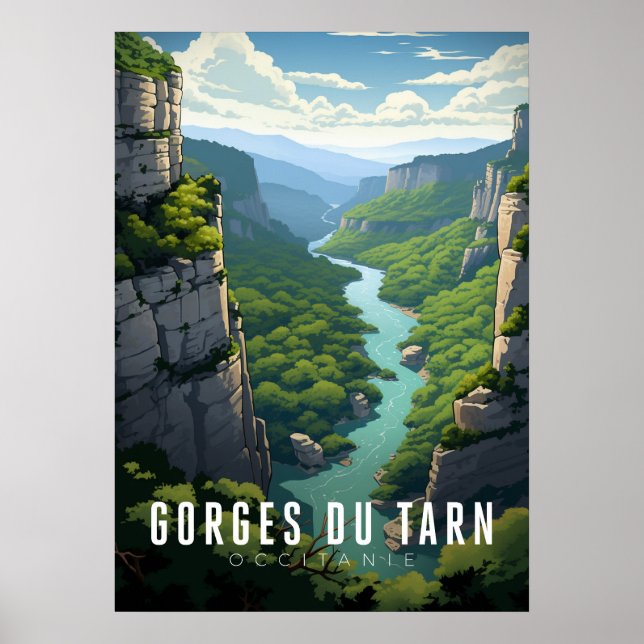 Poster Affiche Gorges du Tarn - France - illustration (Frente)