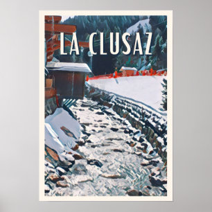 Poster Affiche La Clusaz Station de ski