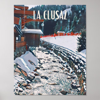 Poster Affiche La Clusaz Station de ski