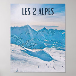 Poster Affiche Les 2 Alpes Station de ski