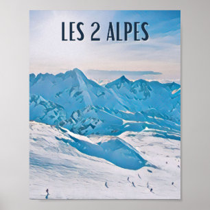 Poster Affiche Les 2 Alpes Station de ski