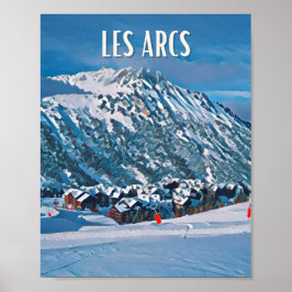 Poster Affiche Les Arcs Station de ski
