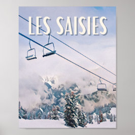 Poster Affiche Les Saisies Station de ski