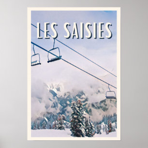 Poster Affiche Les Saisies Station de ski